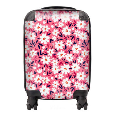Warren Reed Designer Small Cute White Flower Pattern SuitcaseMini Cabin from B&Q
