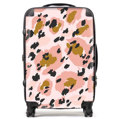 Warren Reed Designer Hand Drawn Pink Leopard Print SuitcaseMedium from B&Q