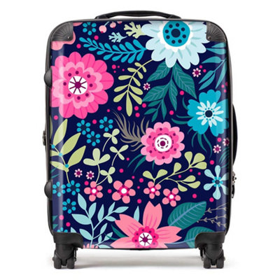 B&Q -  Cute Colourful Flower Pattern SuitcaseLarge