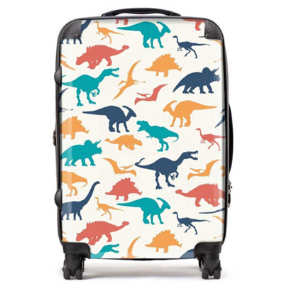 Warren Reed Designer Multicoloured Dinosaurs SuitcaseMedium from B&Q