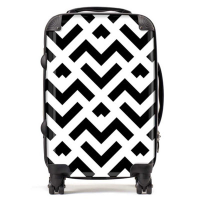 Warren Reed Designer Black And White Abstract Pattern SuitcaseCabin from B&Q