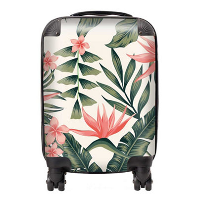 Warren Reed Designer Dark Tropical Green Leaves SuitcaseMini Cabin from B&Q