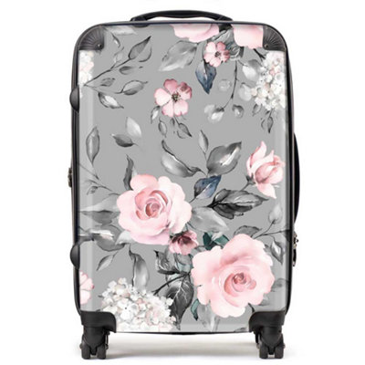 Warren Reed Designer Dusty Pink Roses SuitcaseMedium from B&Q