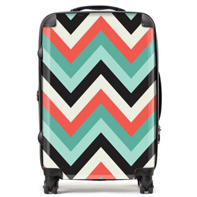 Warren Reed Designer Geometric Colored Chevron Pattern SuitcaseMedium from B&Q