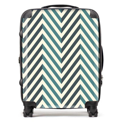 Warren Reed Designer Geometric Herringbone Chevron Blues SuitcaseLarge from B&Q