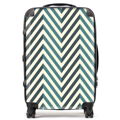 Warren Reed Designer Geometric Herringbone Chevron Blues SuitcaseMedium from B&Q