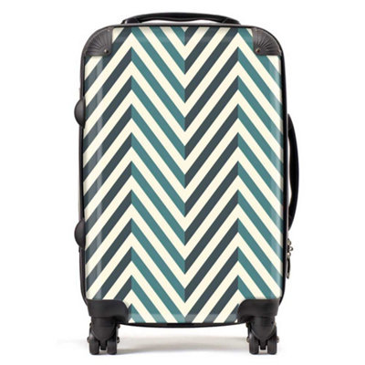 Warren Reed Designer Geometric Herringbone Chevron Blues SuitcaseCabin from B&Q