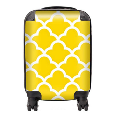 Warren Reed Designer Geometric Yellow Quatrefoil Wave SuitcaseMini Cabin from B&Q