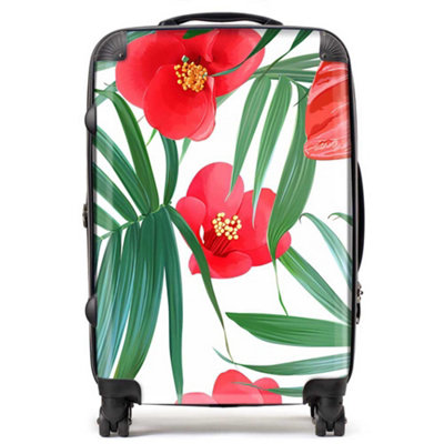 B&Q -  Tropical Flowers And Palm Leaves Hawaiian SuitcaseMedium