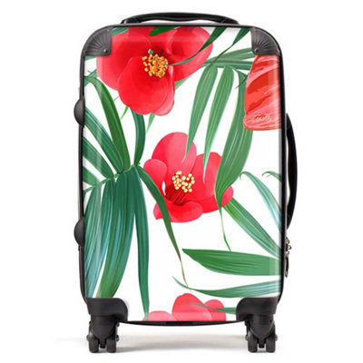 B&Q -  Tropical Flowers And Palm Leaves Hawaiian SuitcaseCabin
