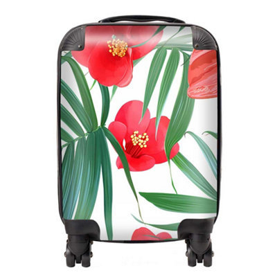 Warren Reed Designer Tropical Flowers And Palm Leaves Hawaiian SuitcaseMini Cabin from B&Q
