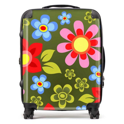Warren Reed Designer Red And Blue Flowers SuitcaseLarge from B&Q
