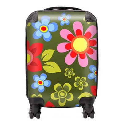 Warren Reed Designer Red And Blue Flowers SuitcaseMini Cabin from B&Q