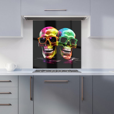Warren Reed Designer Happy Skeletons In Sunglasses Kitchen Splashback from B&Q