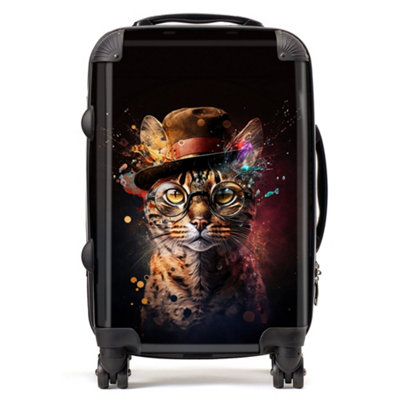 Warren Reed Designer Bengal Cat And Hat Splashart Suitcase - Cabin