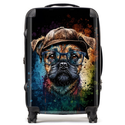 Warren Reed Designer Border Terrier Dog Face Splashart SuitcaseMedium from B&Q