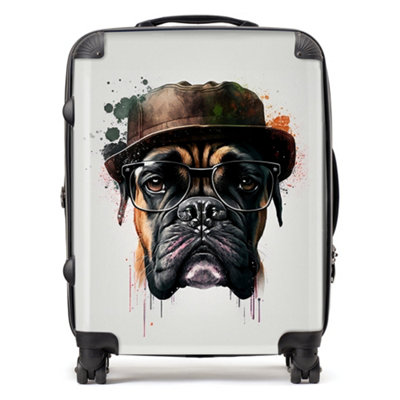 Warren Reed Designer Boxer Dog Splashart SuitcaseLarge from B&Q