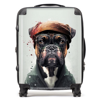 Warren Reed Designer Boxer Dog With Hat Splashart SuitcaseLarge from B&Q