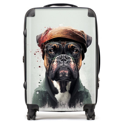Warren Reed Designer Boxer Dog With Hat Splashart SuitcaseMedium from B&Q