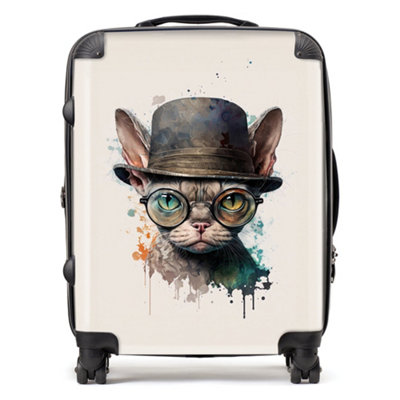 Warren Reed Designer Devon Rex Cat Splashart SuitcaseLarge from B&Q