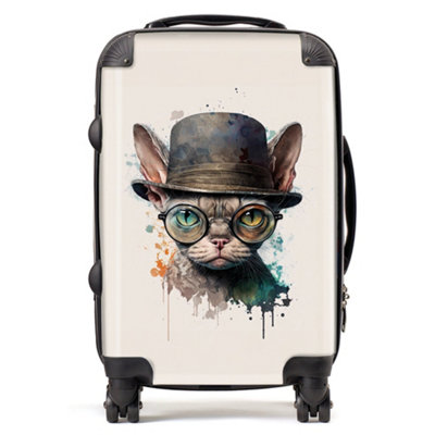 Warren Reed Designer Devon Rex Cat Splashart Suitcase - Cabin