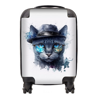 Warren Reed Designer Russian Blue Cat Splashart SuitcaseMini Cabin from B&Q