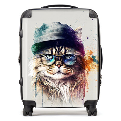 Warren Reed Designer Siberian Cat Face Splashart SuitcaseLarge from B&Q