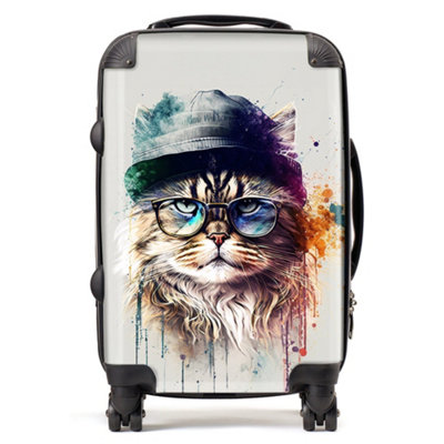 Warren Reed Designer Siberian Cat Face Splashart SuitcaseCabin from B&Q