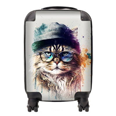 Warren Reed Designer Siberian Cat Face Splashart SuitcaseMini Cabin from B&Q