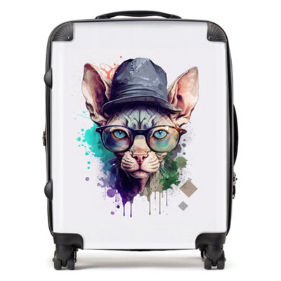 Warren Reed Designer Sphynx Cat Face Glasses And Hat Splashart SuitcaseLarge from B&Q