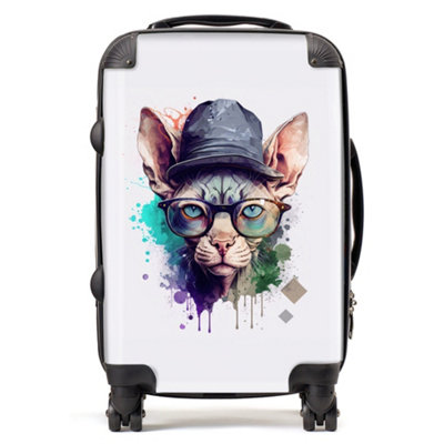 Warren Reed Designer Sphynx Cat Face Glasses And Hat Splashart Suitcase - Cabin