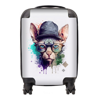 Warren Reed Designer Sphynx Cat Face Glasses And Hat Splashart SuitcaseMini Cabin from B&Q