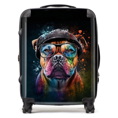 Warren Reed Designer Staffordshire Bull Terrier Dog Splashart SuitcaseLarge from B&Q