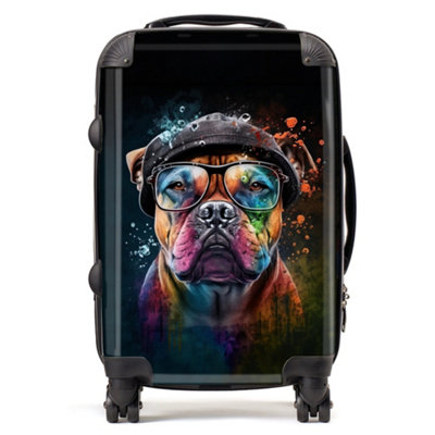 Warren Reed Designer Staffordshire Bull Terrier Dog Splashart SuitcaseCabin from B&Q