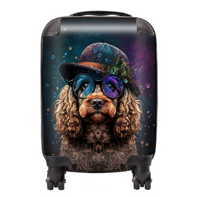 Warren Reed Designer Cockapoo Dog Face Splashart SuitcaseSmall from B&Q