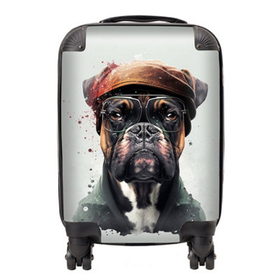 Warren Reed Designer Boxer Dog With Hat Splashart SuitcaseSmall from B&Q
