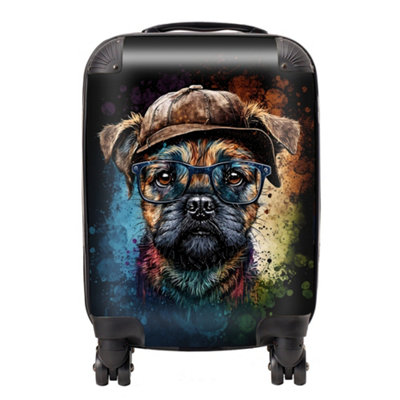 Warren Reed Designer Border Terrier Dog Face Splashart SuitcaseSmall from B&Q