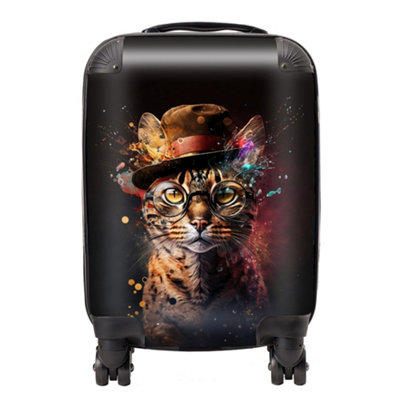 Warren Reed Designer Bengal Cat And Hat Splashart Suitcase - Small