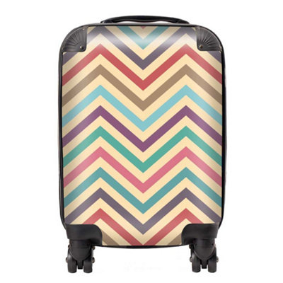 Warren Reed Designer Geometric Vintage Colored Chevron Pattern SuitcaseSmall from B&Q