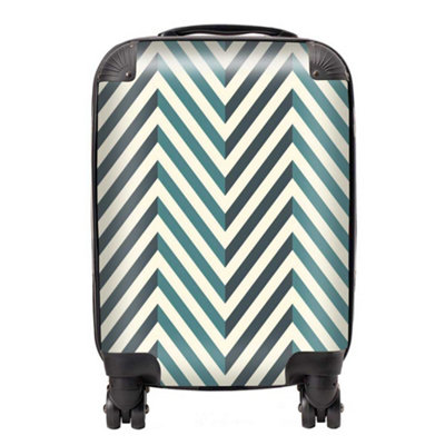 Warren Reed Designer Geometric Herringbone Chevron Blues SuitcaseSmall from B&Q