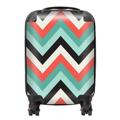 Warren Reed Designer Geometric Colored Chevron Pattern SuitcaseSmall from B&Q