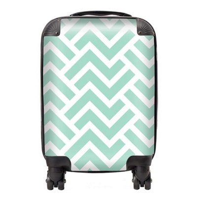 Warren Reed Designer Green Geometric Pattern SuitcaseSmall from B&Q