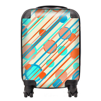 Warren Reed Designer Retro Stripes And Circles SuitcaseSmall from B&Q