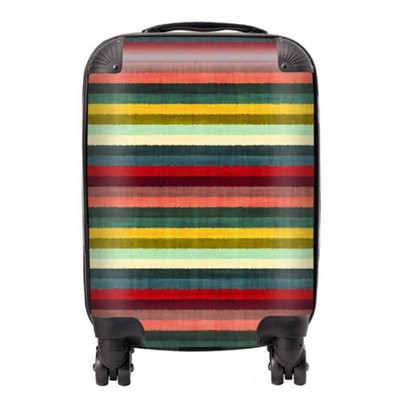 Warren Reed Designer Multicolour Striped Brish Pattern SuitcaseSmall from B&Q