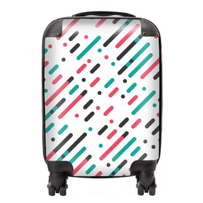 Warren Reed Designer Overlapping Coloured Diagonal Lines SuitcaseSmall from B&Q