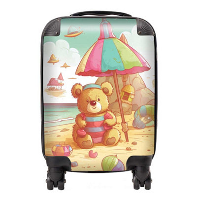 Warren Reed Designer Lucky Teddy Bear On A Beach Holiday SuitcaseSmall from B&Q