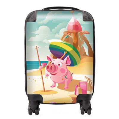 Warren Reed Designer Piglet On A Beach Holiday SuitcaseSmall from B&Q