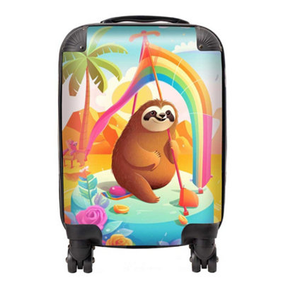 Warren Reed Designer Sloth On A Beach Holiday SuitcaseSmall from B&Q