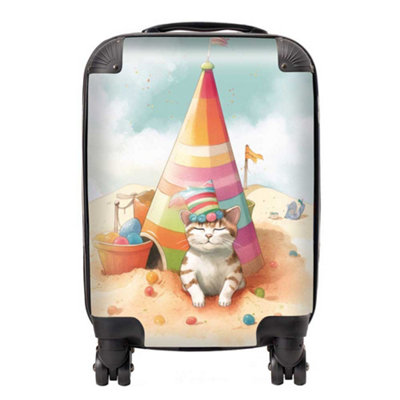 Warren Reed Designer Cat On A Beach Holiday SuitcaseSmall from B&Q