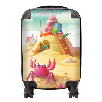 Warren Reed Designer Pink Crab On A Beach Holiday SuitcaseSmall from B&Q